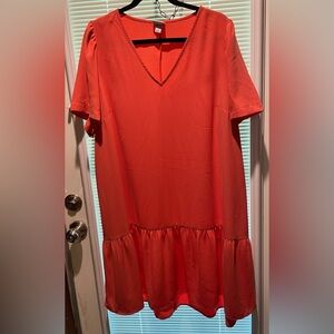a new day Vibrant Orange V-Neck Dress